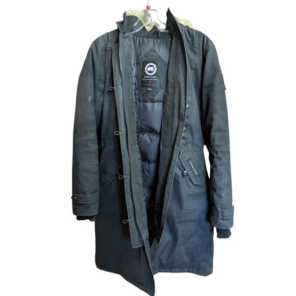 Canada Goose Kensington Parka Jacket Black Small Fur Hood Down Insulated Coat - Picture 5 of 7